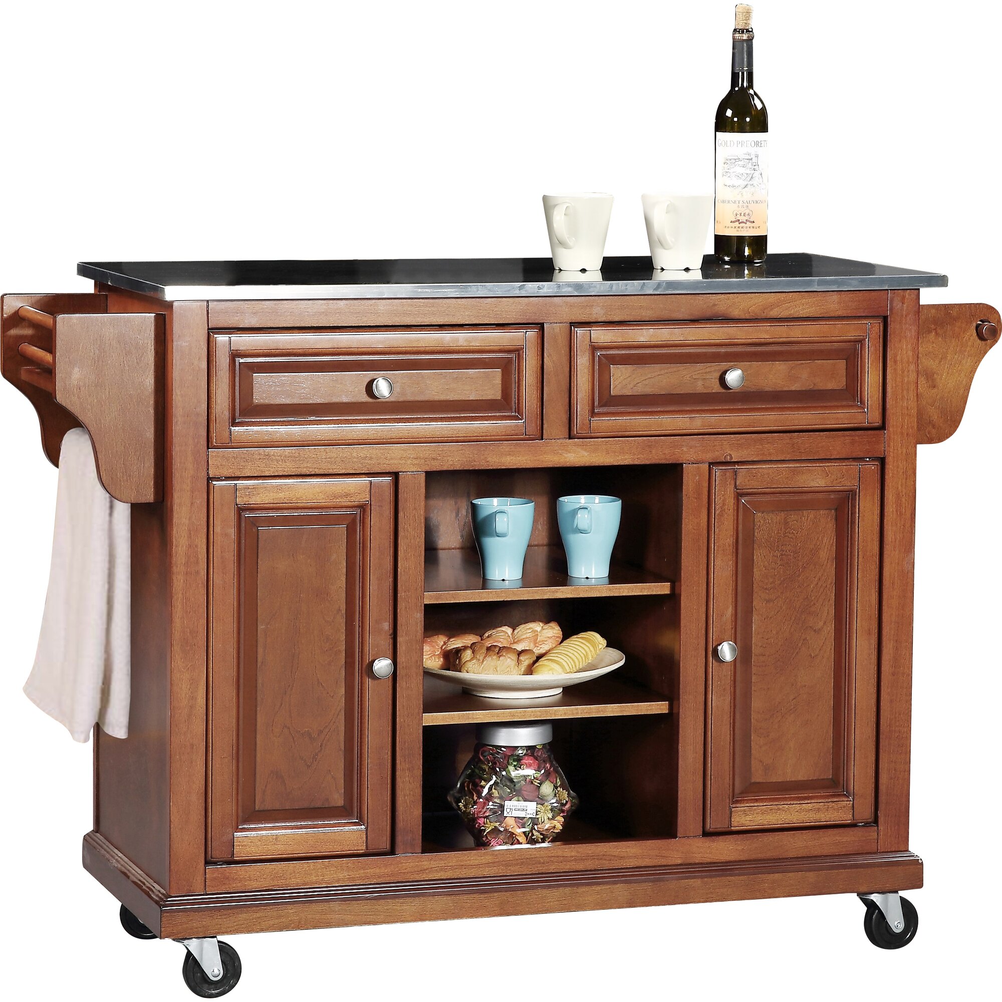 Wildon Home ® Kitchen Island with Stainless Steel Top & Reviews | Wayfair